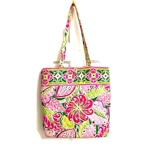 VERA BRADLEY Shoulder Strap TOTE Purse Retired Pinwheel Pink size 14x12 EUC - Picture 3 of 12